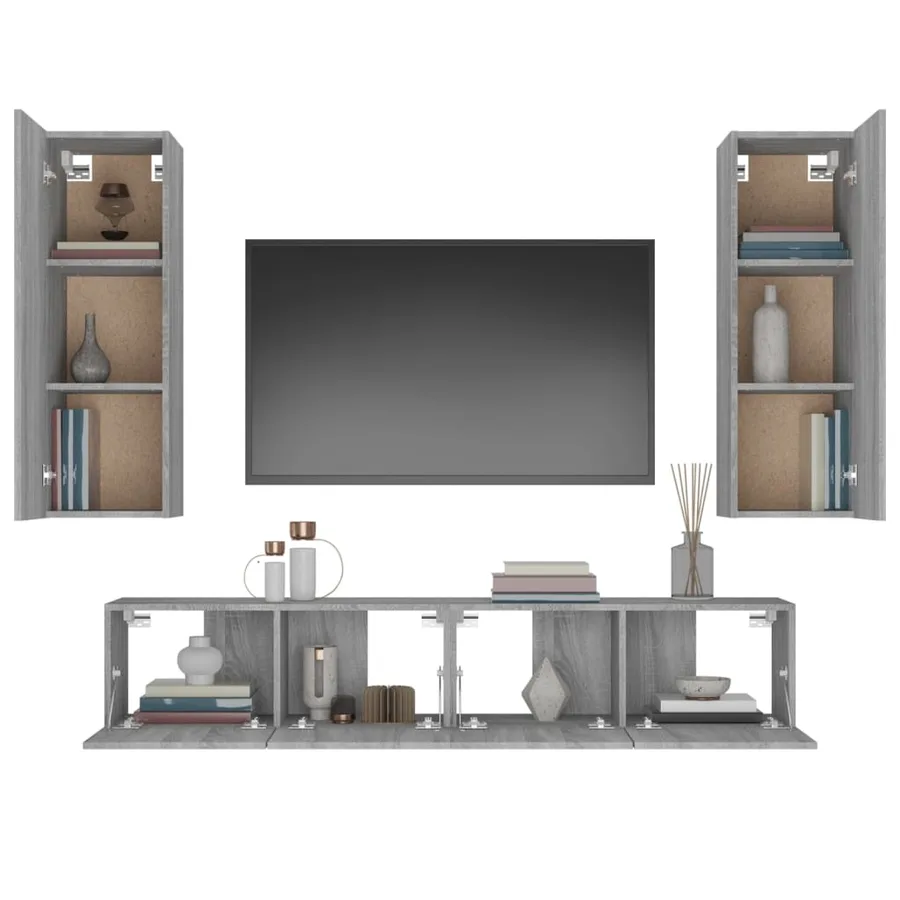 Ensemble de meubles TV 4 pcs Sonoma gris Bois d'ingénierie - 5