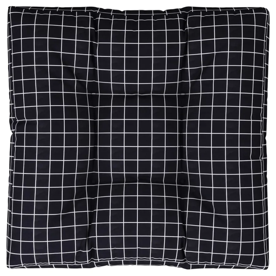 Coussin de palette motif à carreaux noir 80x80x12 cm tissu - 2