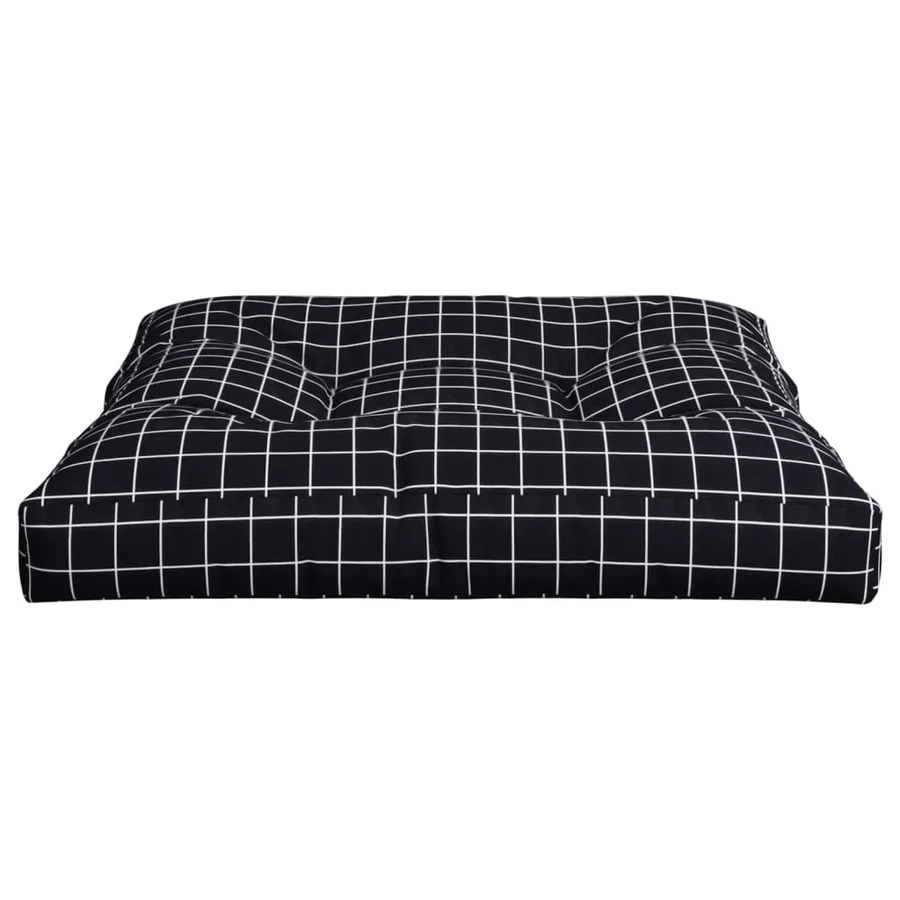 Coussin de palette motif à carreaux noir 80x80x12 cm tissu - 6