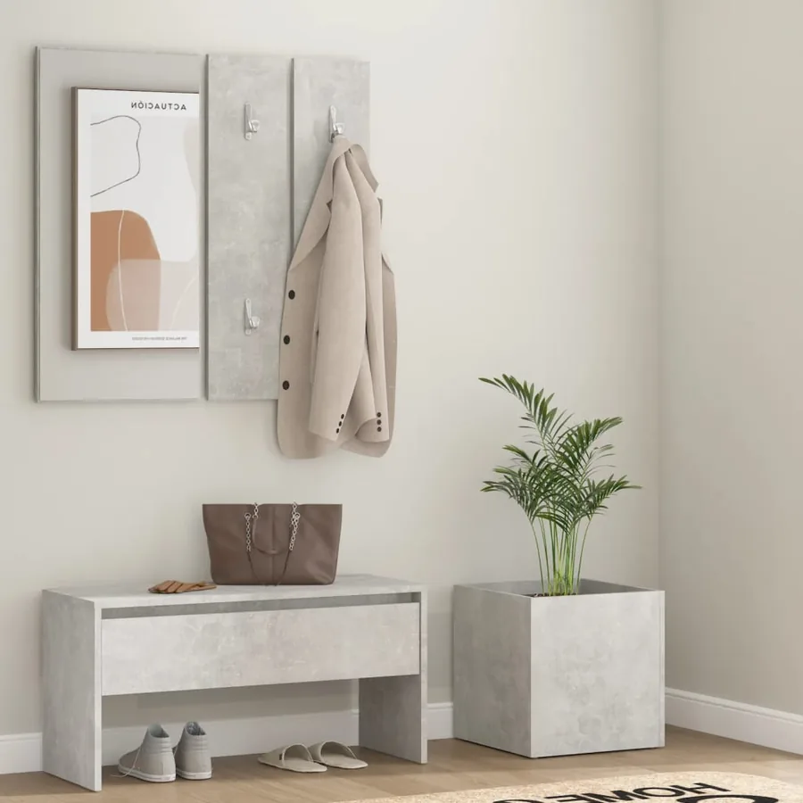 Ensemble de meubles de couloir Gris béton Bois d'ingénierie