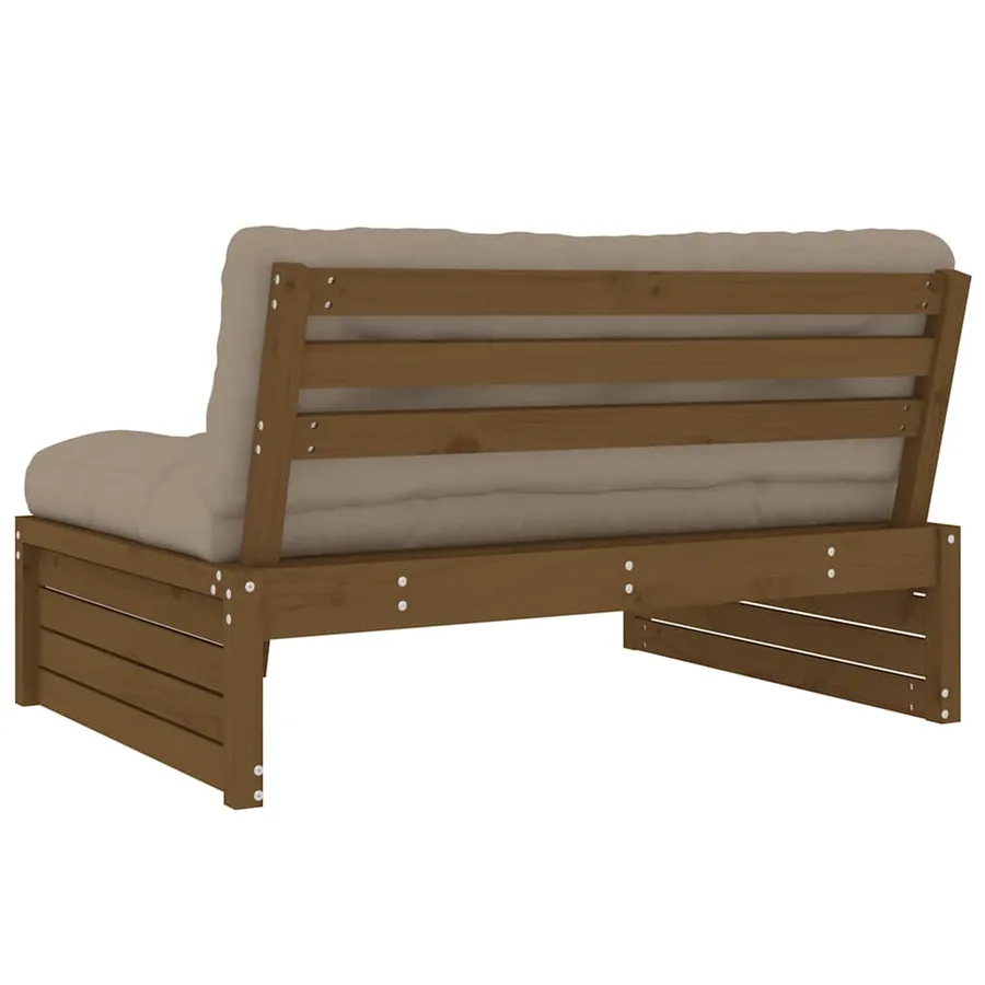 Canapé central 120x80 cm marron miel bois de pin massif - 6
