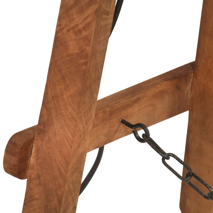 Lampadaire Argenté E27 Bois de manguier massif - 8
