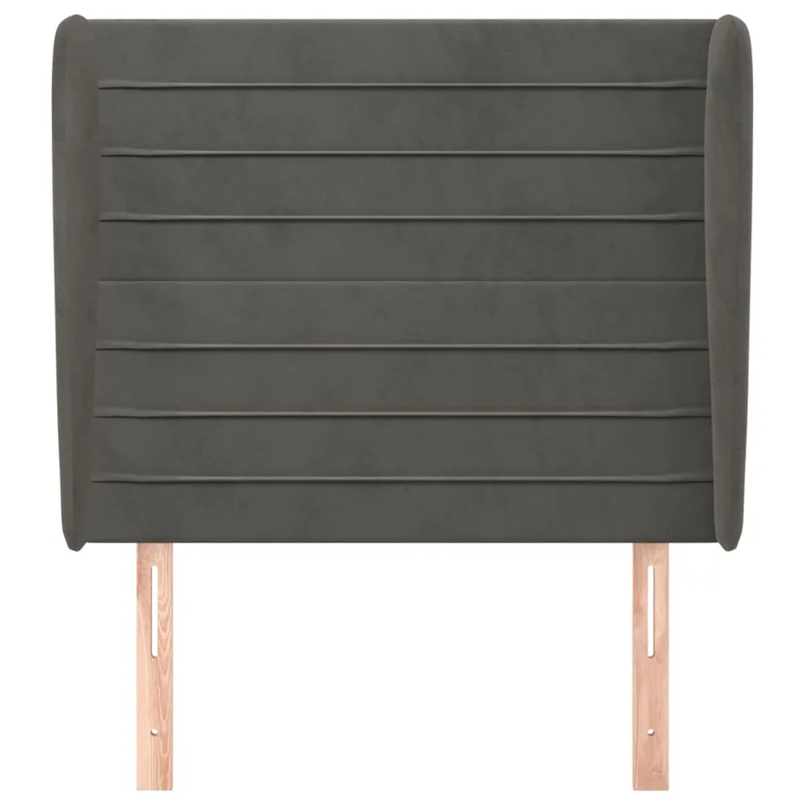 Tête de lit avec oreilles Gris foncé 93x23x118/128 cm Velours - 3