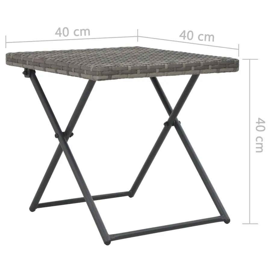 Salon de jardin pliable 3 pcs Résine tressée Gris - 10