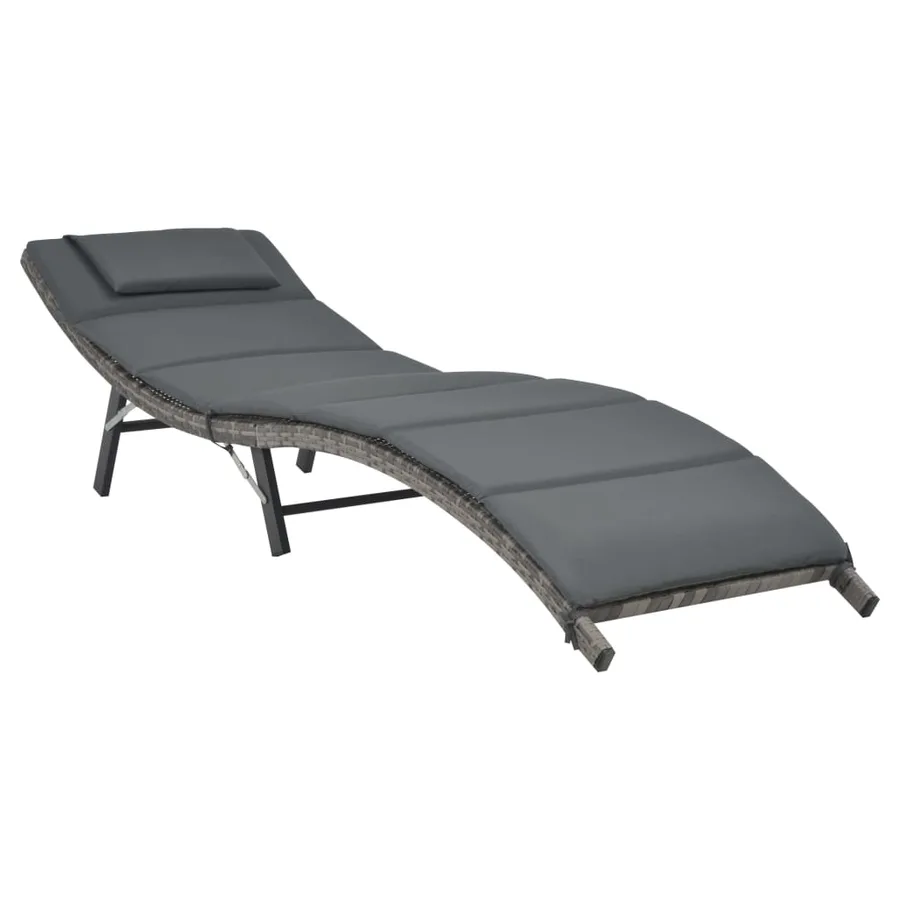 Salon de jardin pliable 3 pcs Résine tressée Gris - 3
