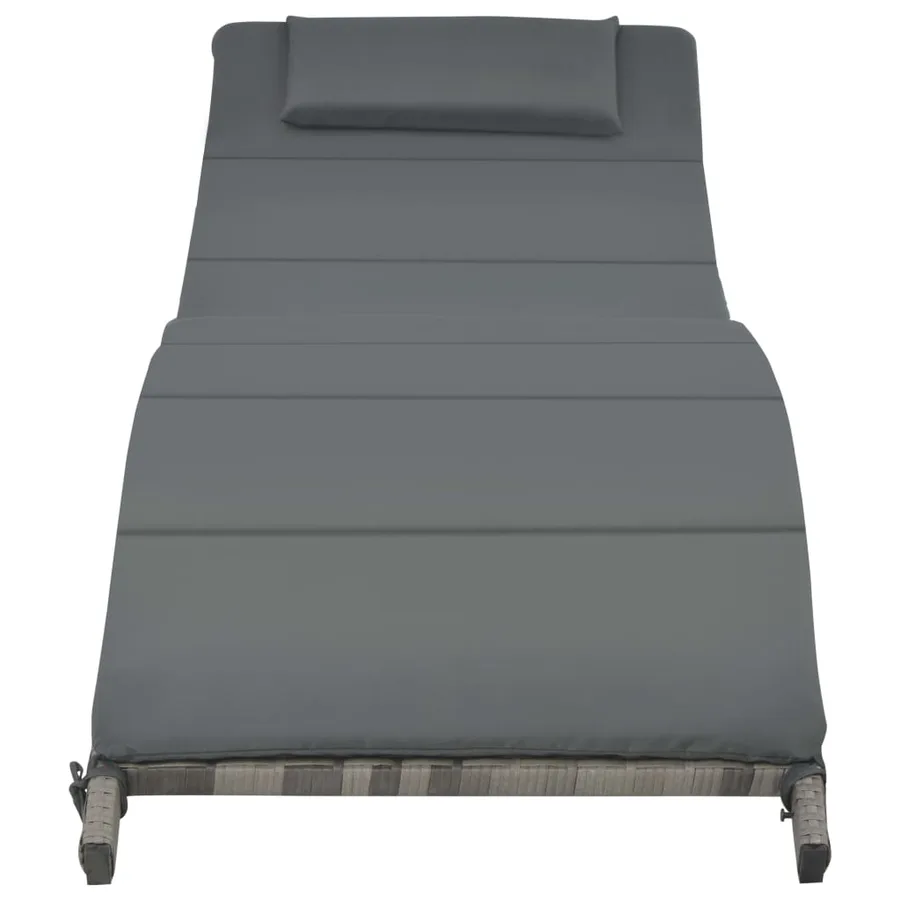 Salon de jardin pliable 3 pcs Résine tressée Gris - 5