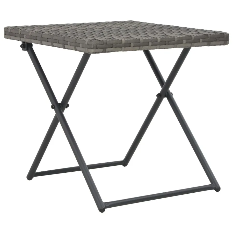 Salon de jardin pliable 3 pcs Résine tressée Gris - 6