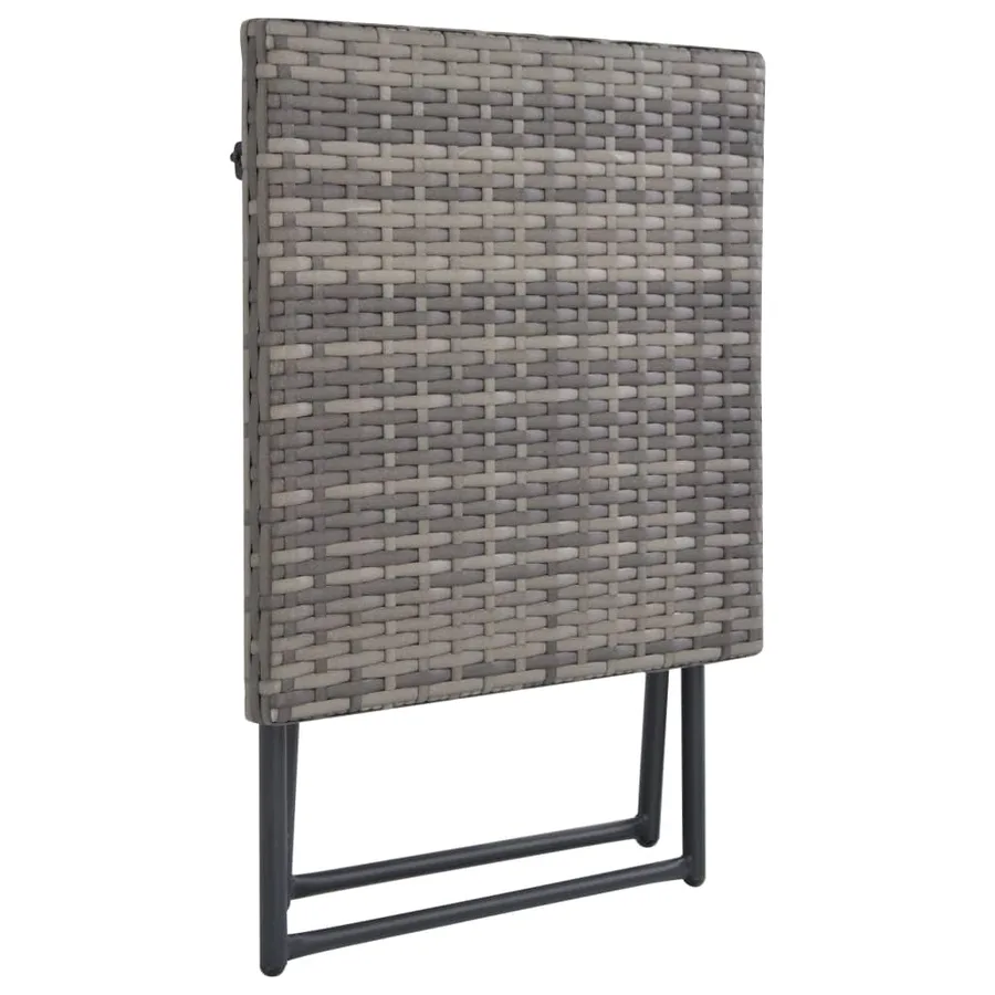 Salon de jardin pliable 3 pcs Résine tressée Gris - 7