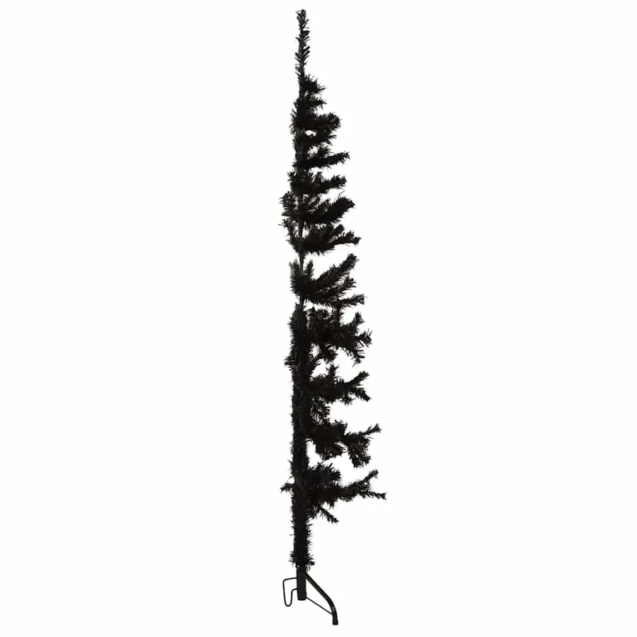 Demi sapin de Noël artificiel mince avec support Noir 150 cm - 4