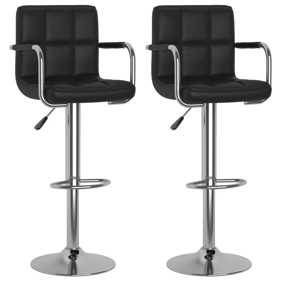 Tabourets de bar lot de 2 noir similicuir - 2
