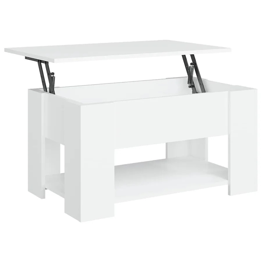 Table basse blanc 79x49x41 cm bois d'ingénierie - 2