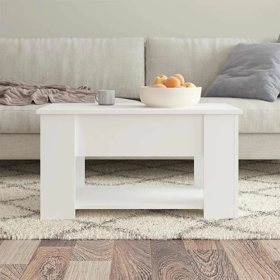 Table basse blanc 79x49x41 cm bois d'ingénierie - 3