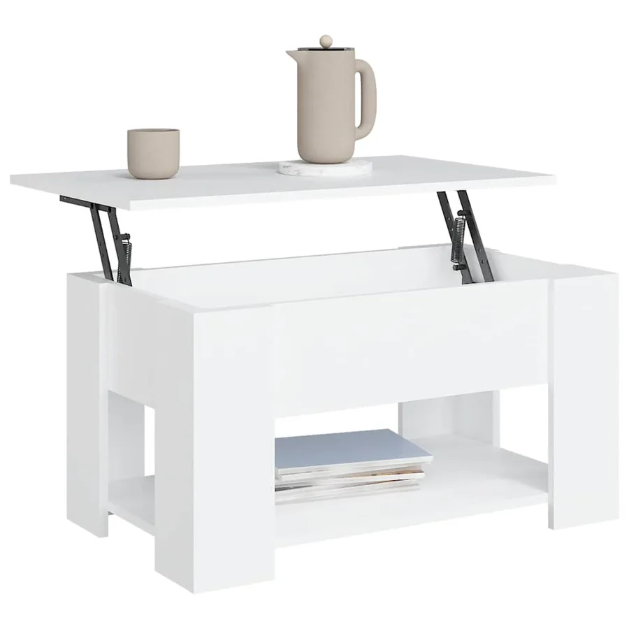 Table basse blanc 79x49x41 cm bois d'ingénierie - 7