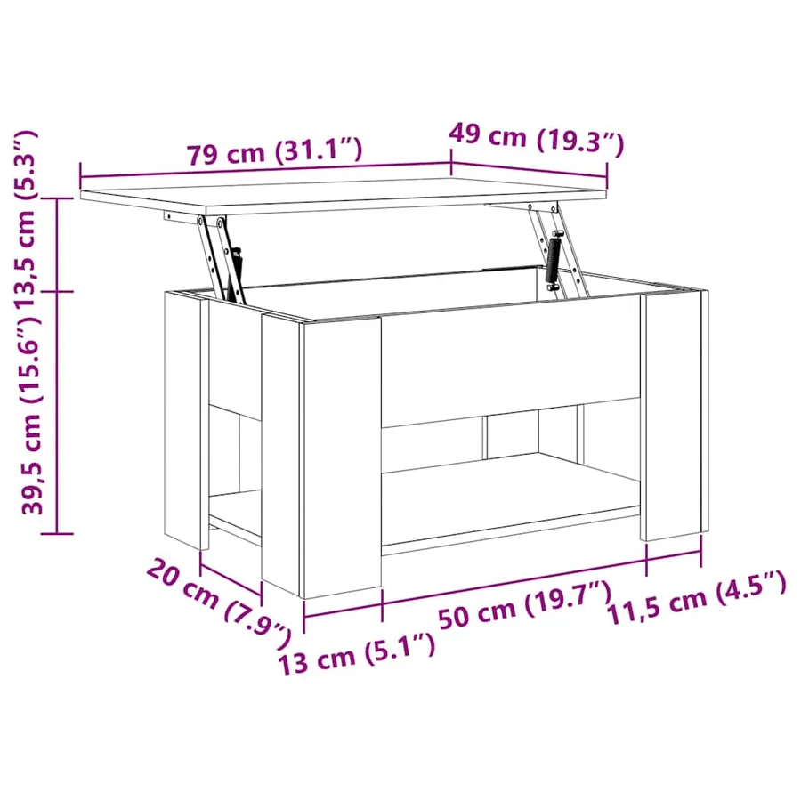 Table basse blanc 79x49x41 cm bois d'ingénierie - 8