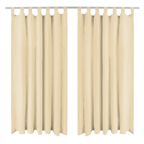 Rideau occultant avec boucles 2 pcs 140 x 245 cm Beige