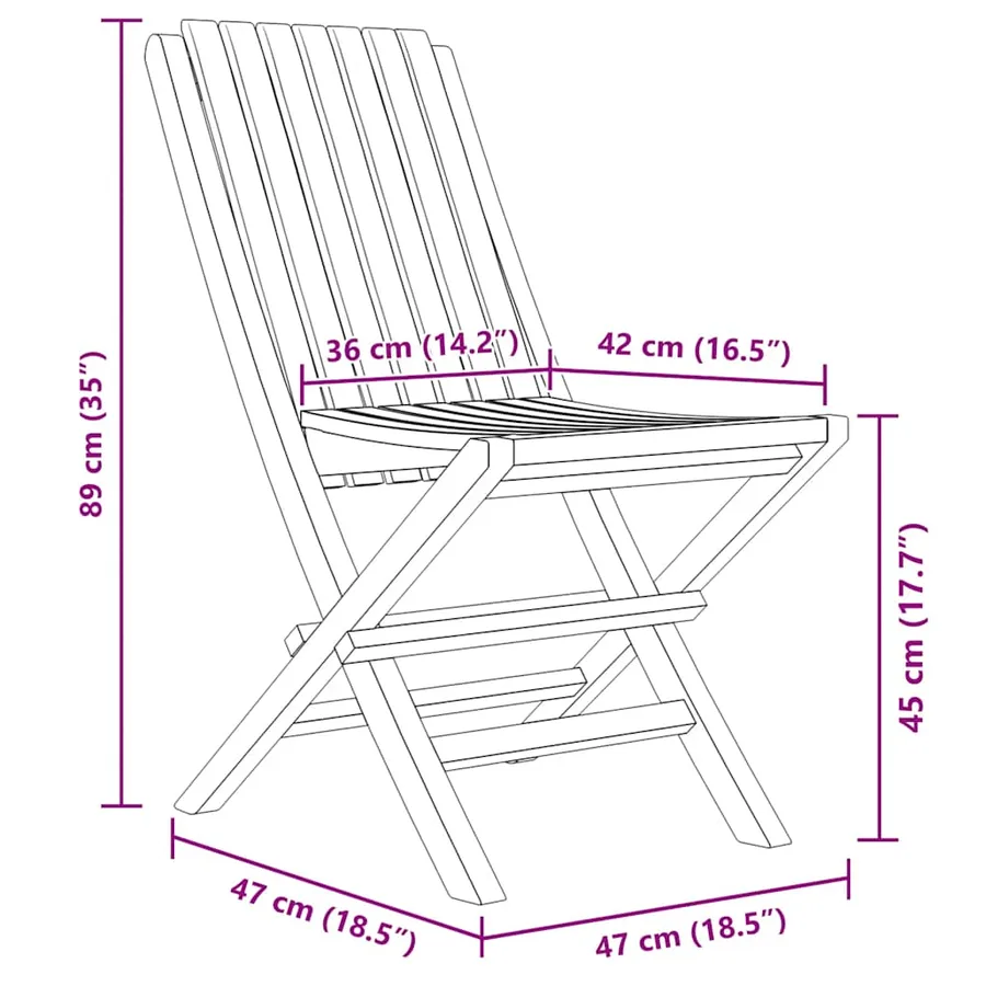 Chaises de jardin pliantes lot de 6 47x47x89cm bois massif teck - 5