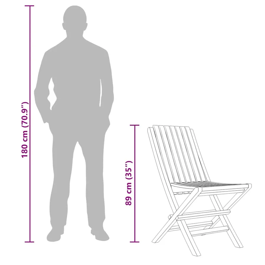 Chaises de jardin pliantes lot de 6 47x47x89cm bois massif teck - 6