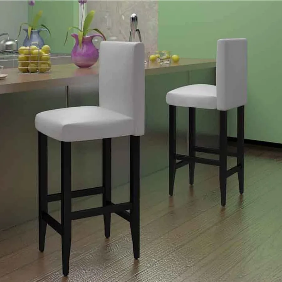 Tabourets de bar lot de 2 blanc similicuir - 5