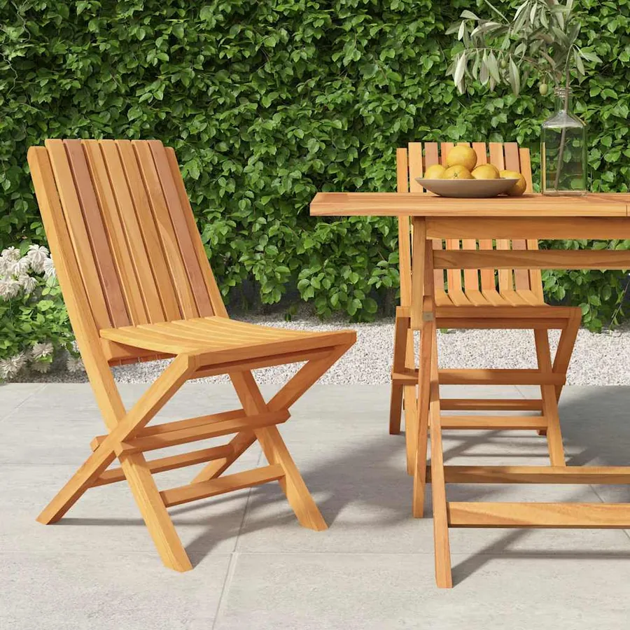 Chaises de jardin pliantes lot de 2 47x47x89cm bois massif teck