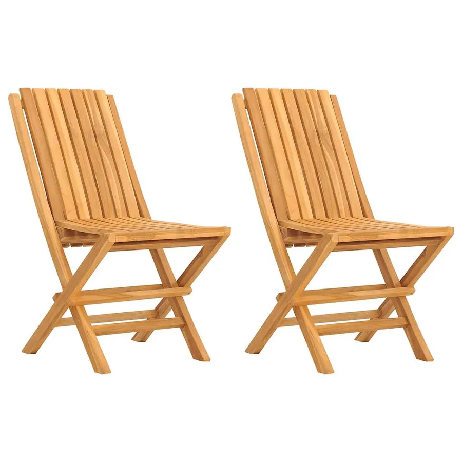 Chaises de jardin pliantes lot de 2 47x47x89cm bois massif teck - 2