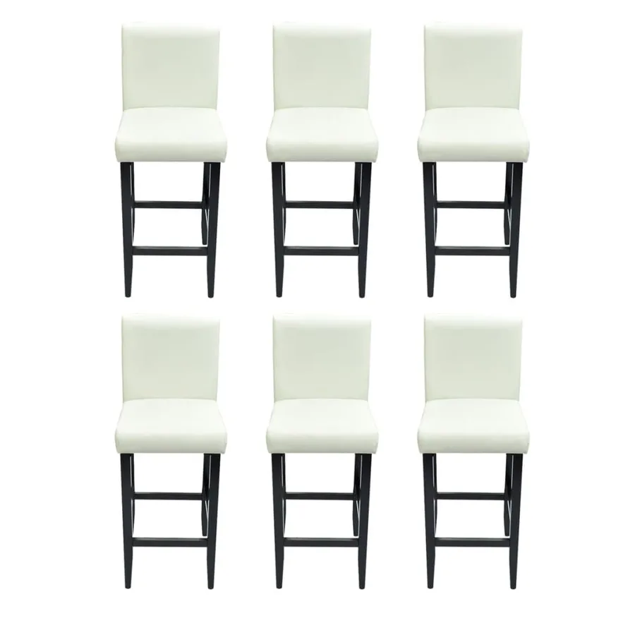 Tabourets de bar lot de 6 blanc similicuir - 2