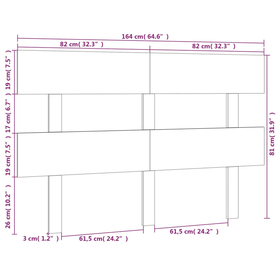 Tête de lit 164x3x81 cm Bois massif de pin - 6