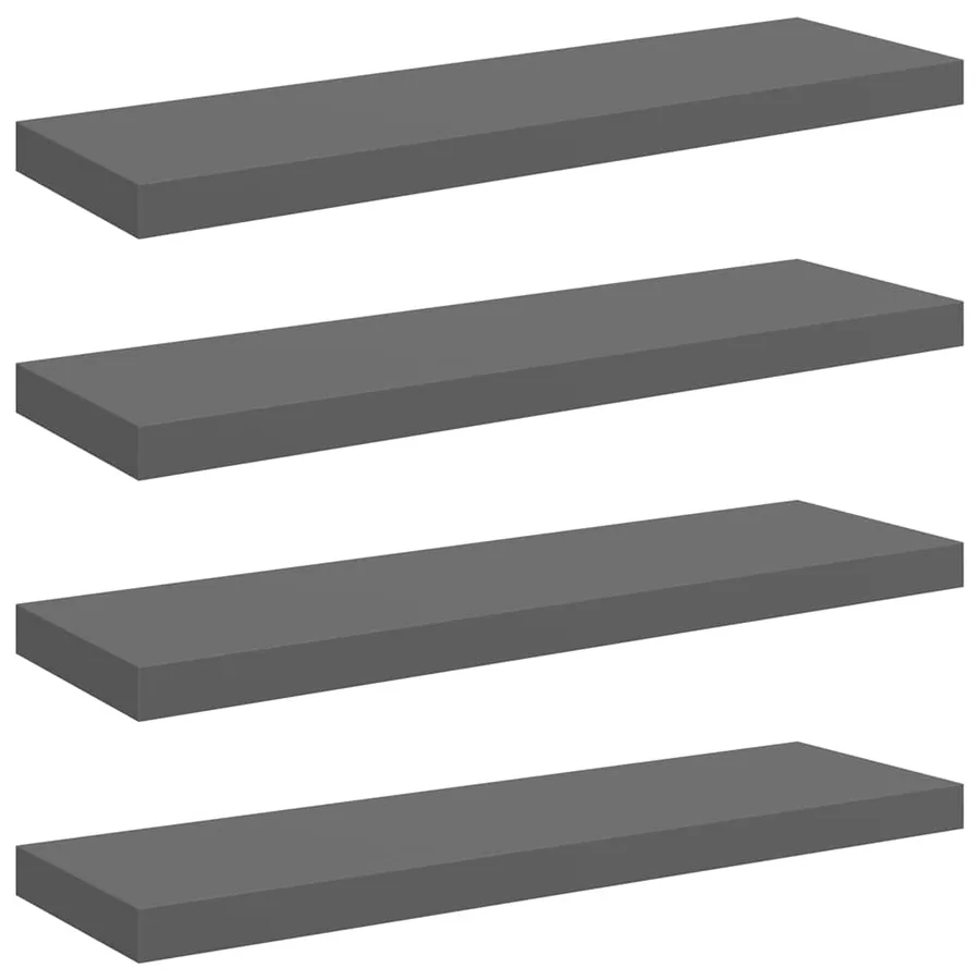 Étagère murale flottante 4 pcs Gris brillant 80x23,5x3,8 cm MDF - 2