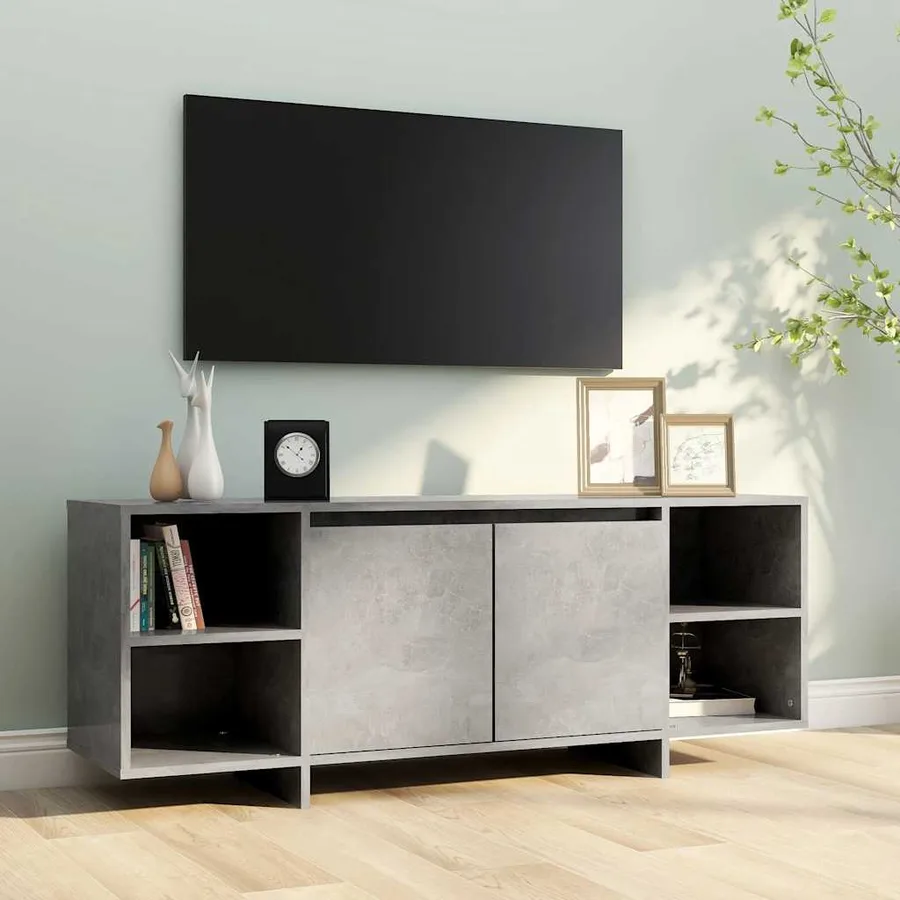 Meuble TV Gris béton 130x35x50 cm Bois d'ingénierie - 3