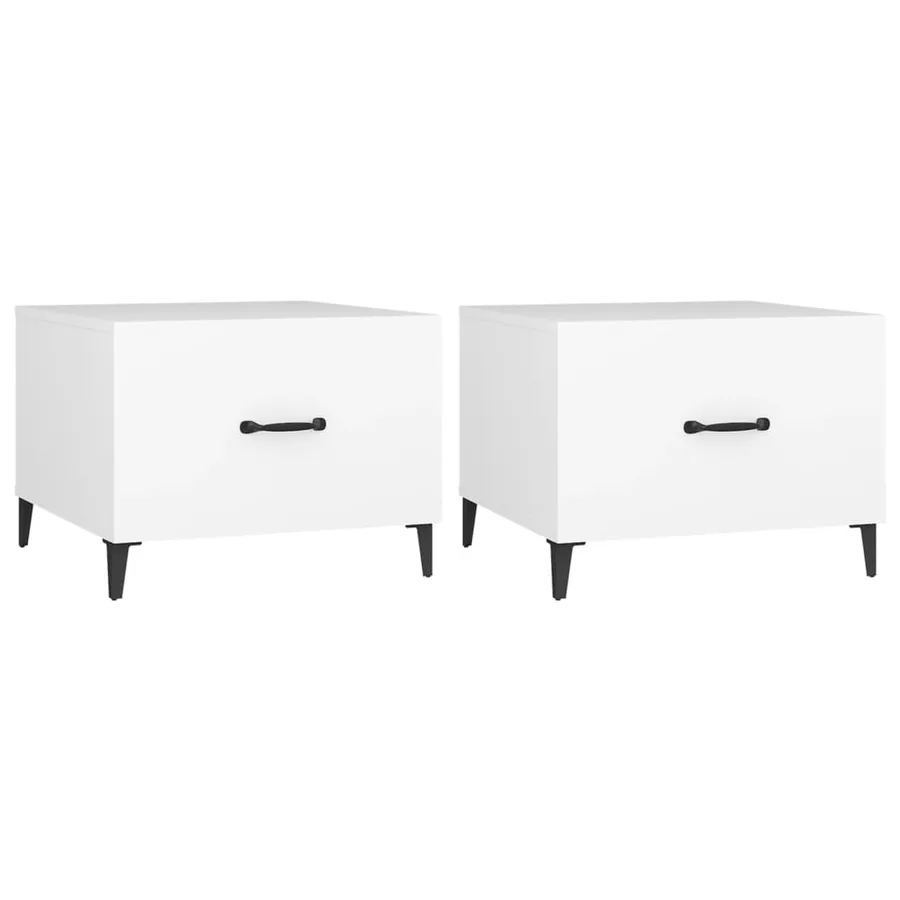 Tables basses avec pieds en métal 2 pcs Blanc 50x50x40 cm - 2