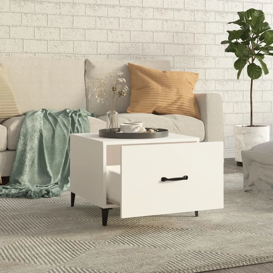 Tables basses avec pieds en métal 2 pcs Blanc 50x50x40 cm - 3