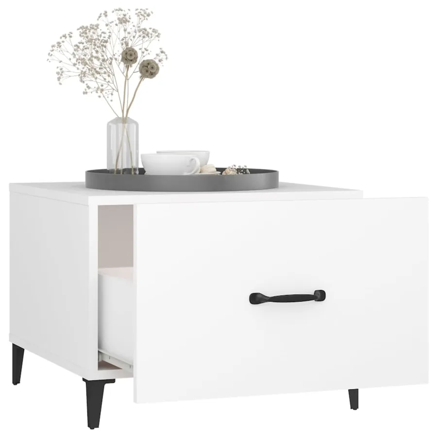 Tables basses avec pieds en métal 2 pcs Blanc 50x50x40 cm - 5