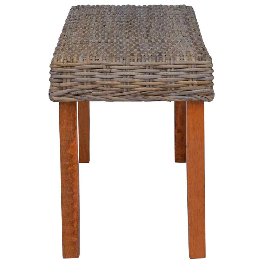 Banc 110 cm Rotin naturel kubu et bois d'acajou massif - 3