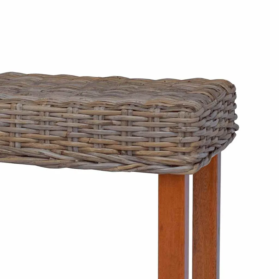 Banc 110 cm Rotin naturel kubu et bois d'acajou massif - 5