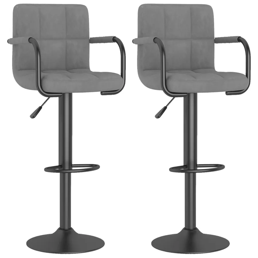 Tabourets de bar lot de 2 gris clair velours - 2