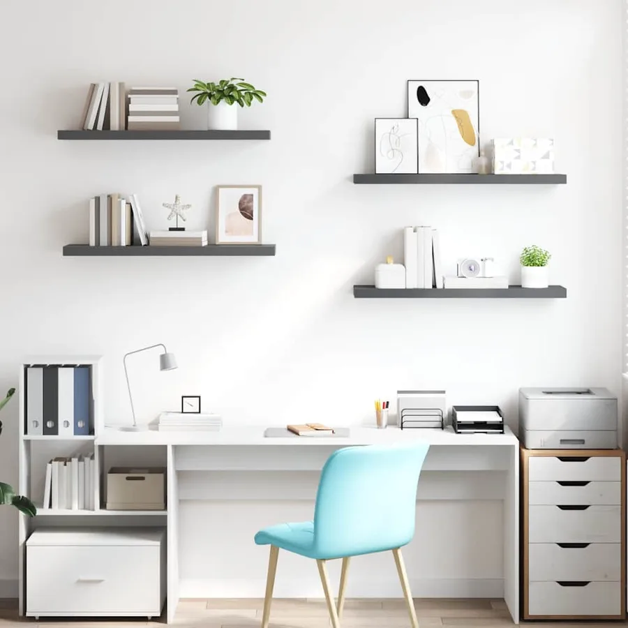 Étagère murale flottante 4 pcs Gris brillant 90x23,5x3,8 cm MDF - 3