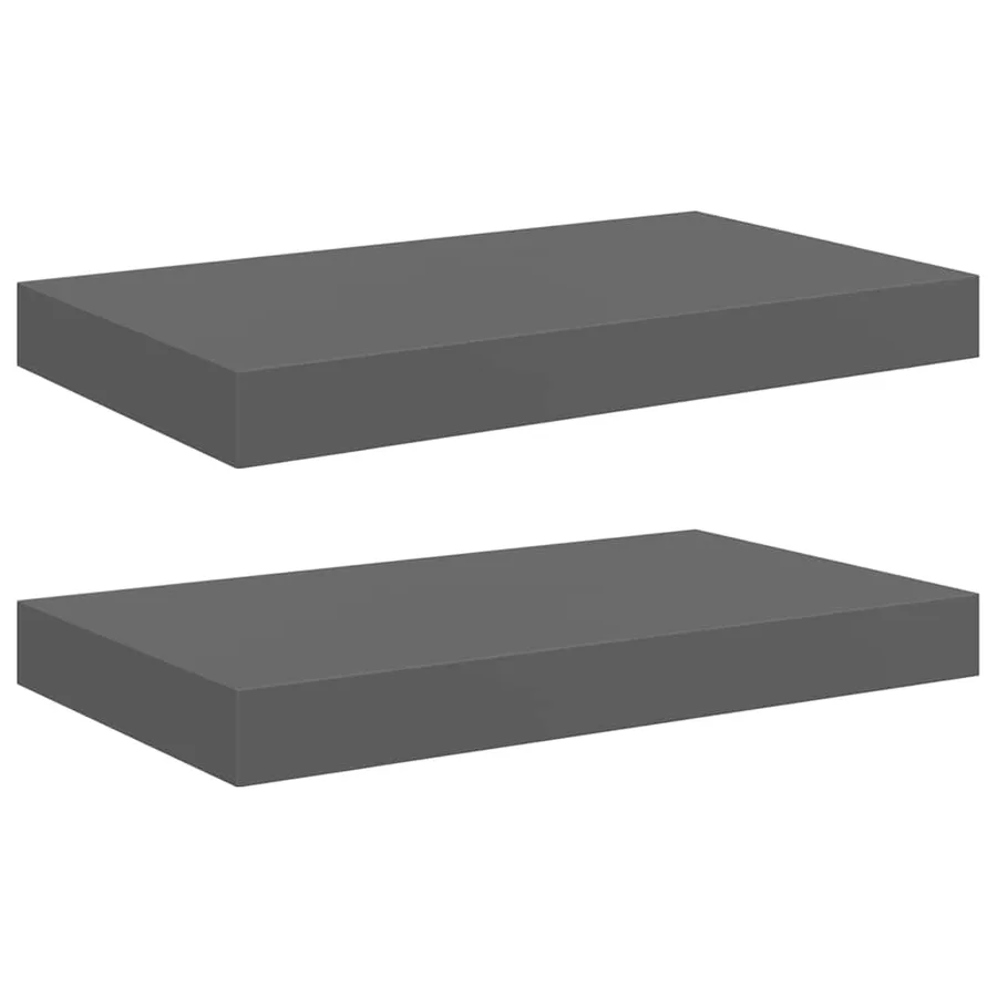 Étagère murale flottante 2 pcs Gris brillant 40x23,5x3,8 cm MDF - 2