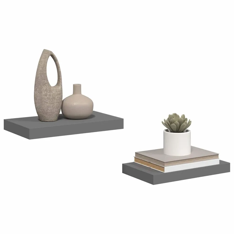 Étagère murale flottante 2 pcs Gris brillant 40x23,5x3,8 cm MDF - 4
