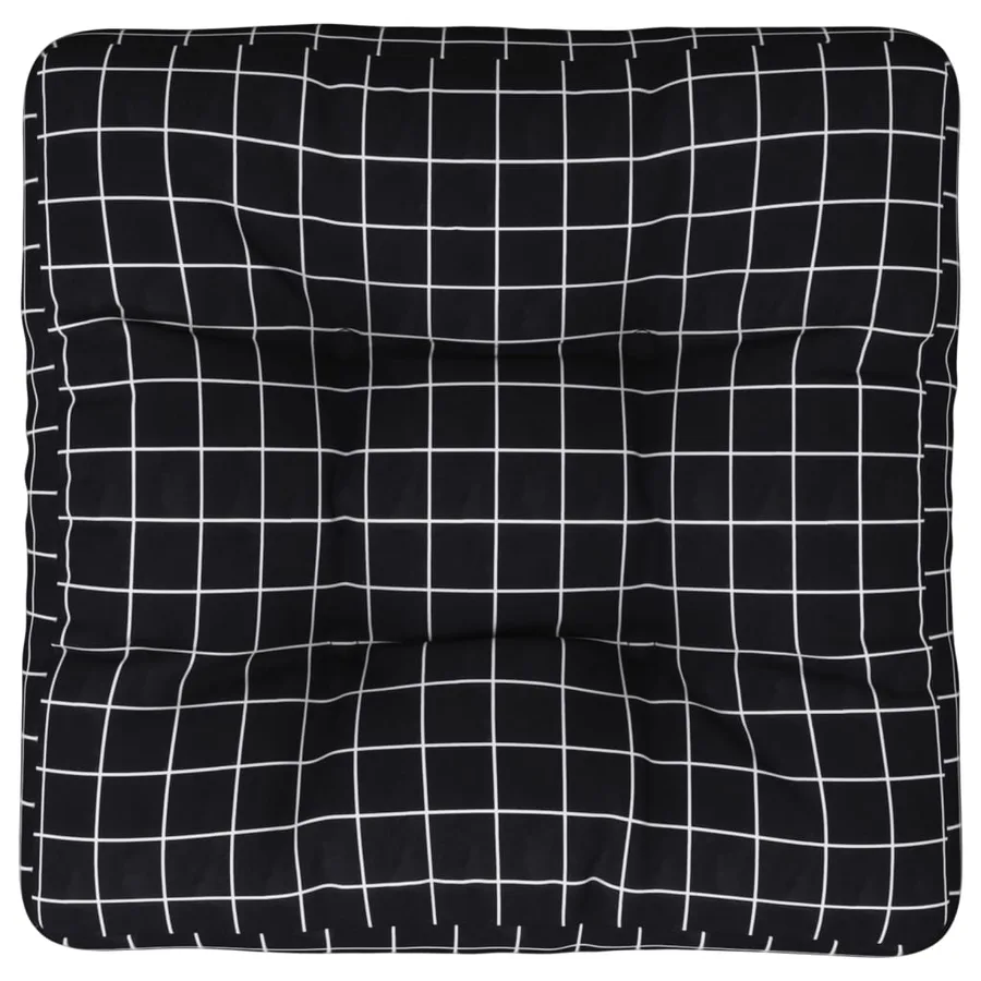 Coussin de palette motif à carreaux noir 60x60x12 cm tissu - 2
