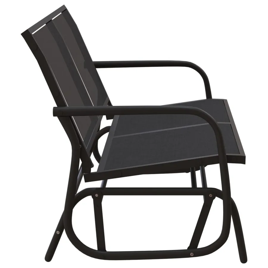 Banc oscillant de jardin noir 120,5x76x86,5 cm textilène/acier - 4