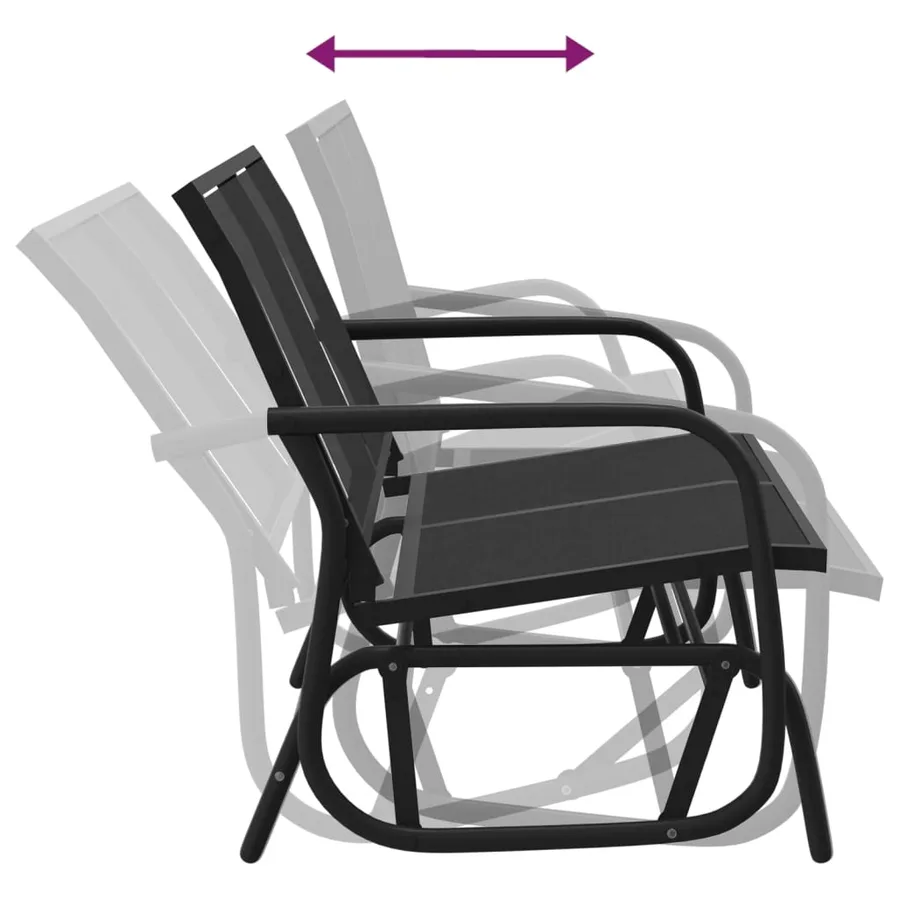 Banc oscillant de jardin noir 120,5x76x86,5 cm textilène/acier - 5