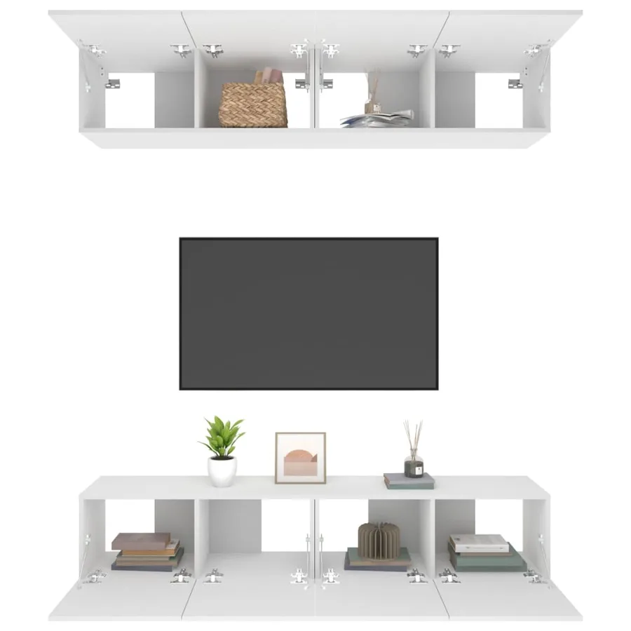 Meubles TV 4 pcs blanc 80x30x30 cm bois d'ingénierie - 5