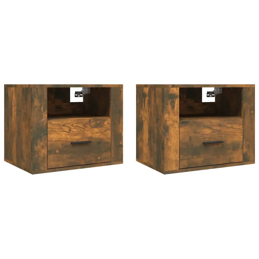 Tables de chevet murales 2 pcs Chêne fumé 50x36x40 cm - 2
