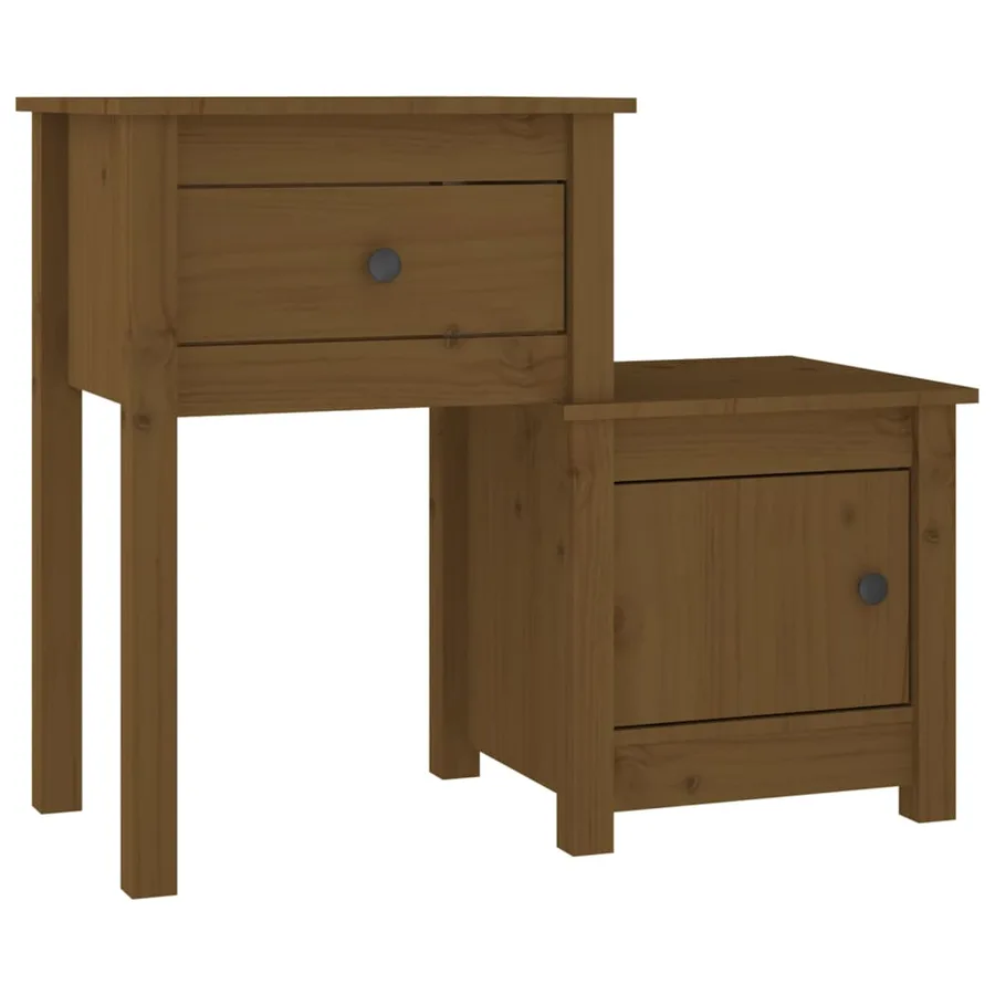 Table de chevet Marron miel 79,5x38x65,5 cm Bois de pin massif - 2