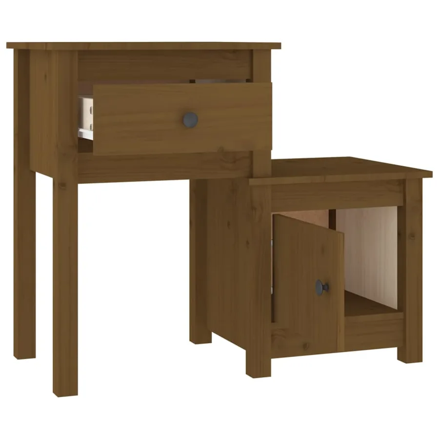 Table de chevet Marron miel 79,5x38x65,5 cm Bois de pin massif - 3