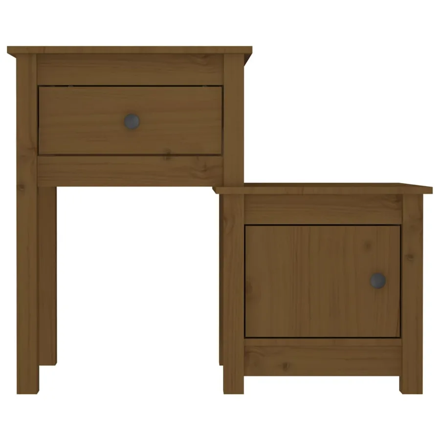 Table de chevet Marron miel 79,5x38x65,5 cm Bois de pin massif - 4