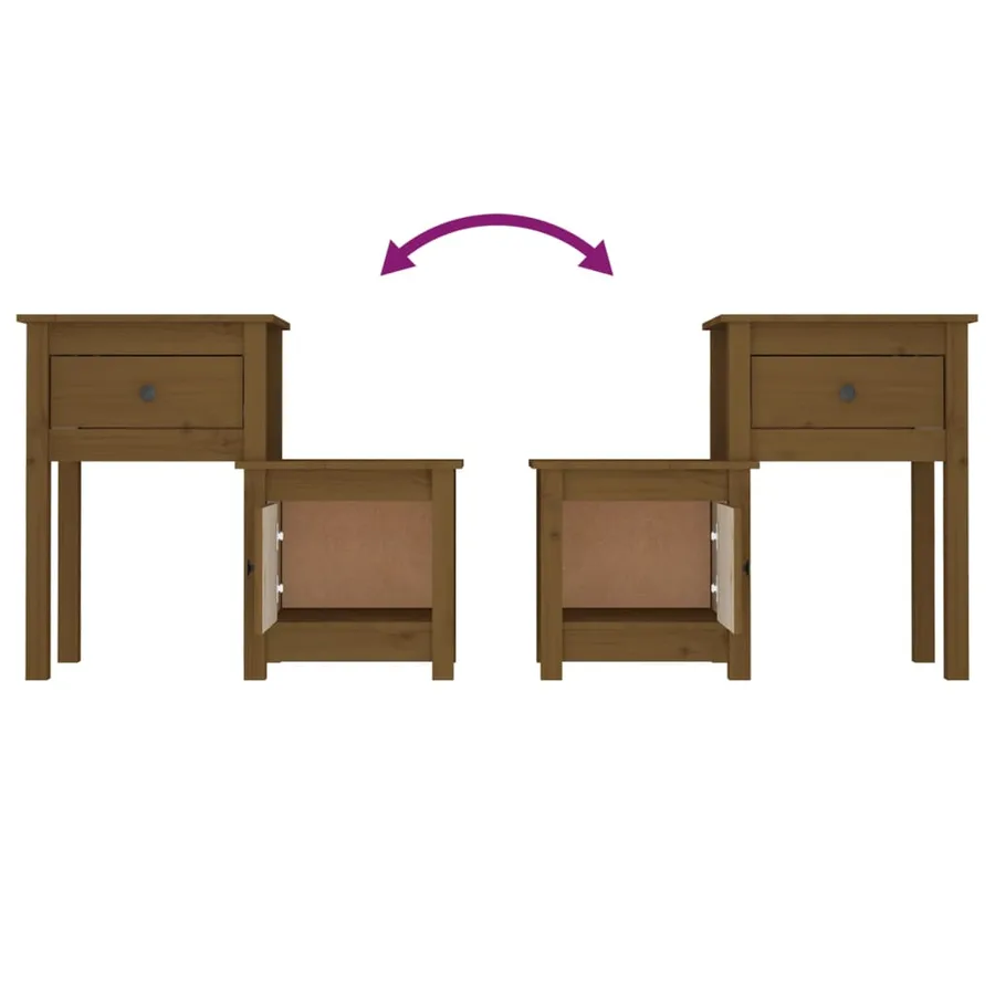 Table de chevet Marron miel 79,5x38x65,5 cm Bois de pin massif - 5