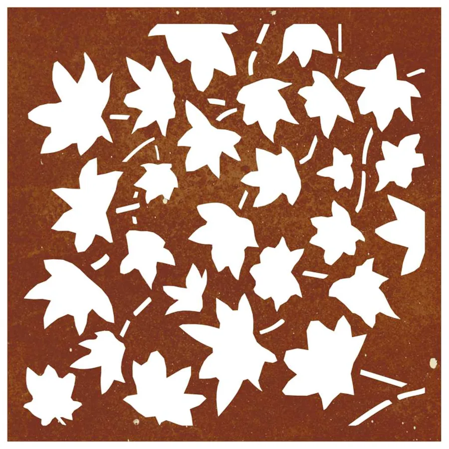 Décoration murale jardin 55x55 cm acier corten design feuille - 4