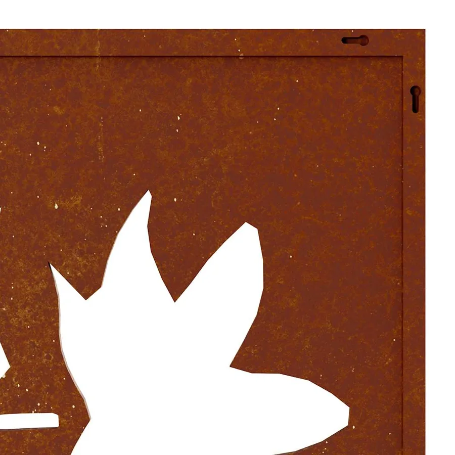 Décoration murale jardin 55x55 cm acier corten design feuille - 7