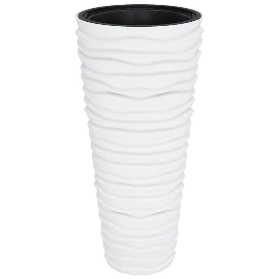 Jardinière et intérieur amovible blanc 18/45L PP aspect rainuré - 2