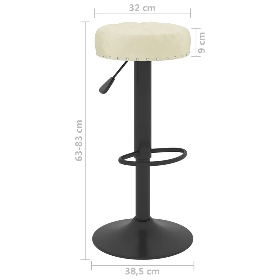 Tabourets de bar lot de 2 crème velours - 9